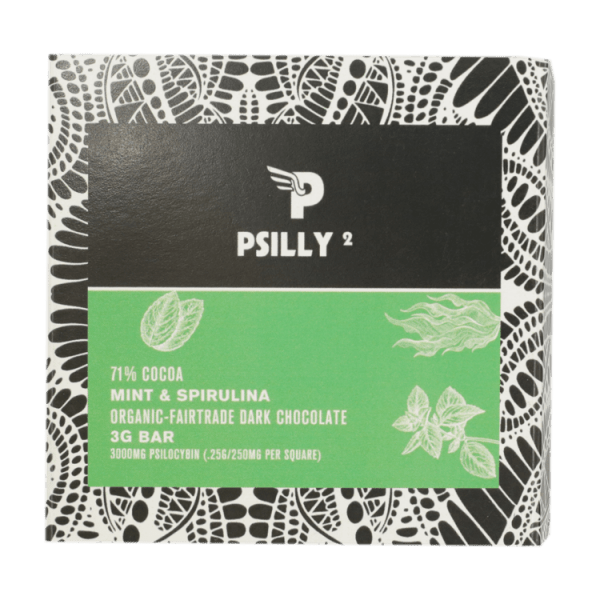 Psilly - Dark Chocolate Bar - Mint & Spirulina | Magic Mushrooms Montreal Canada
